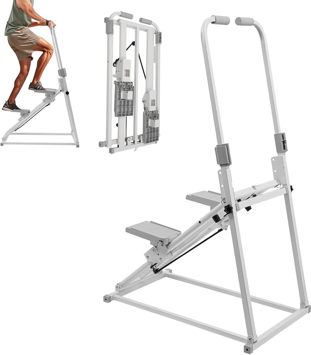 Thuis Stepper - Cardio Trainer - Full Body Training - Verstelbare Handgrepen - 50 x 121 x 77 cm - Wit