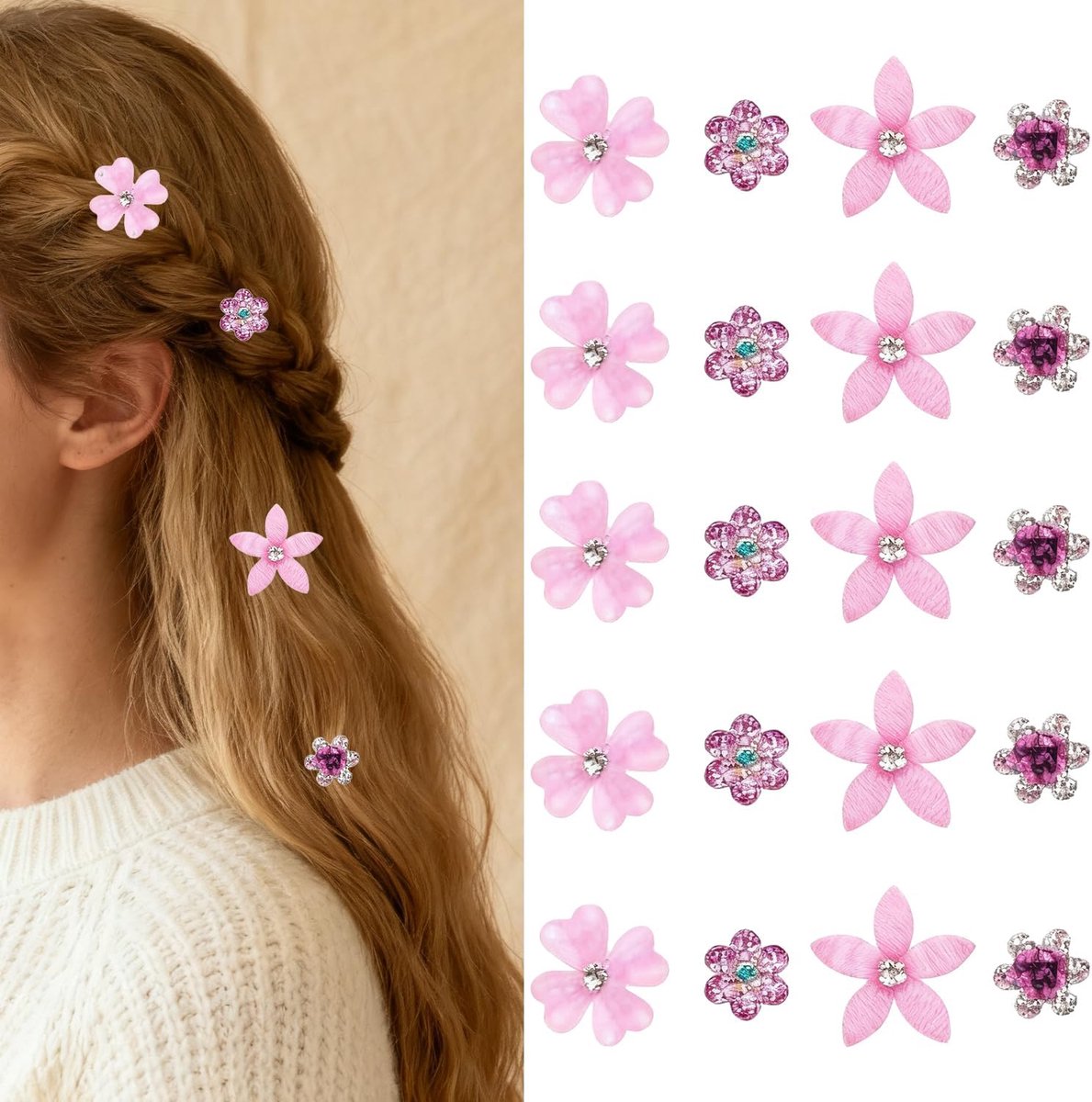 Kleine Bloem Haarclips - Mini Metalen Clips - Bruiloft Haaraccessoires - Set van 20 stuks