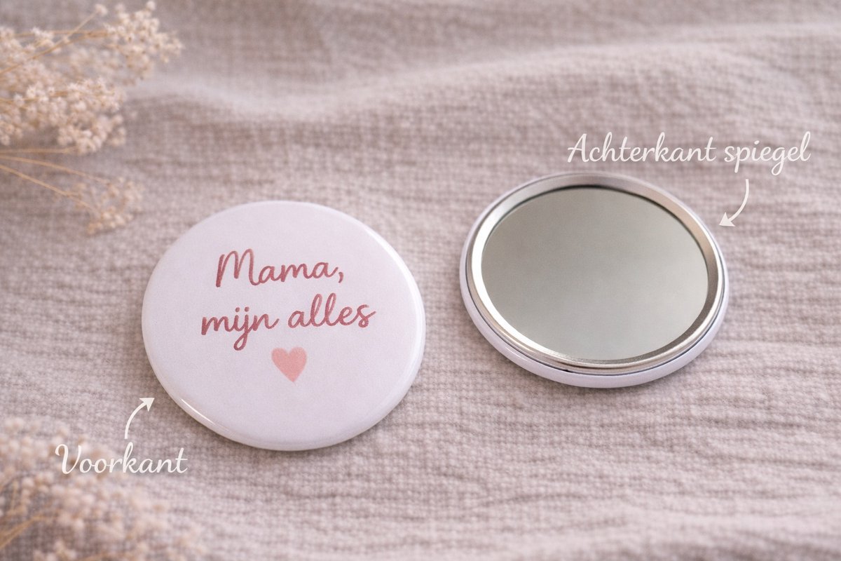 Mama, Mijn Alles Spiegel 58mm – Compact Zakspiegeltje – Lief Cadeau voor Moeder
