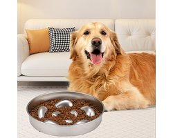 Slowfeeder Hond - Voerbak L - Ø23 cm - Anti Schrokbak Hond - Anti-slip - Geschikt voor grote Honden