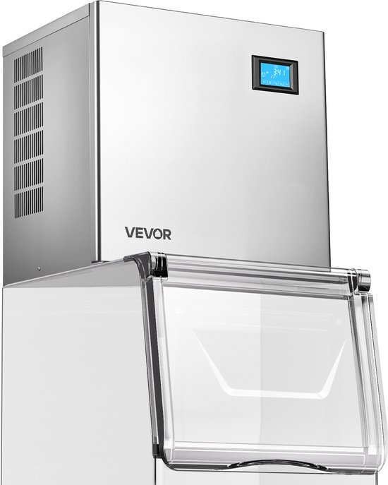 VEVOR CommerciëLe Ijsmachine Processorkop 163 Kg/Dag, Roestvrij Staal, Met Zelfreinigende Functie, Ijsblokjeslade voor 156 Blokjes, Instelbare Ijsblokjesdikte, voor Restaurants, Bars, CaféS, Hotels (Alleen De Kop)