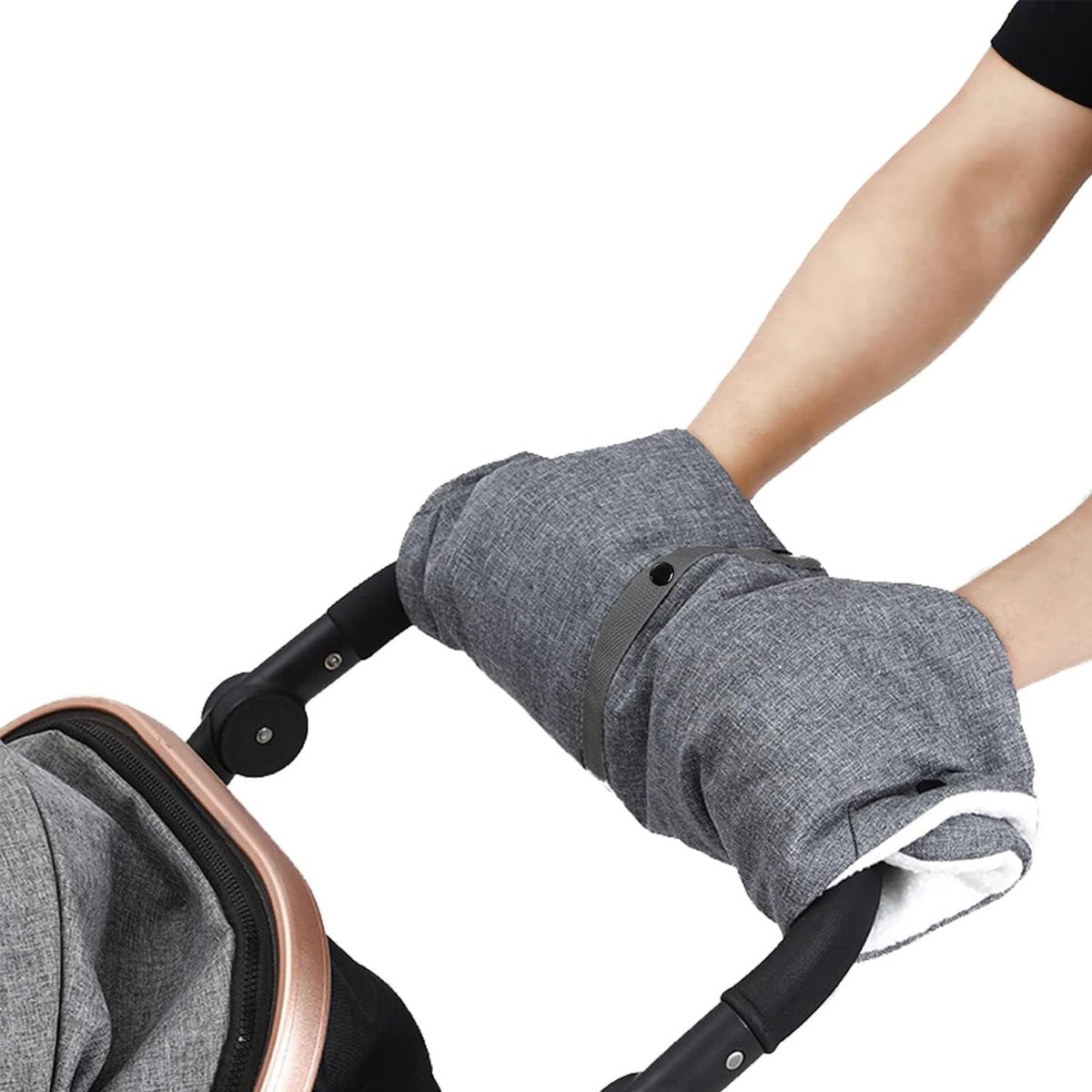 Elzusha - Handwarmer voor Kinderwagen - Universele Maat - Zachte Flanelstof - Grijs - Warm en Beschermend - Geschikt voor Kinderwagen, Buggy en Fie...