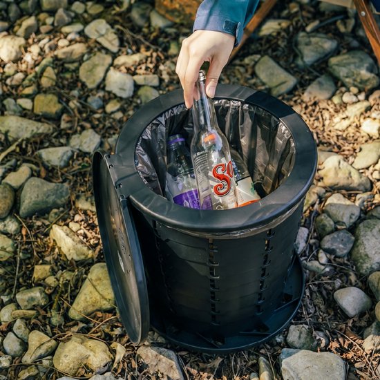Camping toilet, prullenbak, krukje (3in1) inklapbaar en draagbaar - toiletemmer met deksel, mobiel opvouwbaar voor onderweg - wc emmer van Camping — afbeelding 4