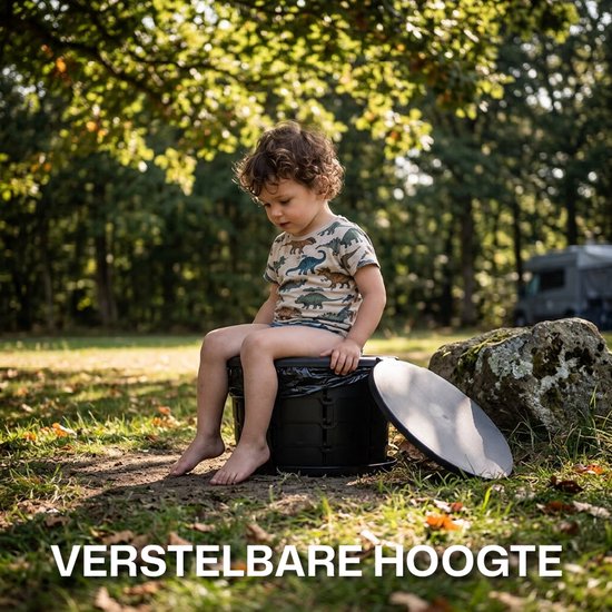 Camping toilet, prullenbak, krukje (3in1) inklapbaar en draagbaar - toiletemmer met deksel, mobiel opvouwbaar voor onderweg - wc emmer van Camping — afbeelding 3