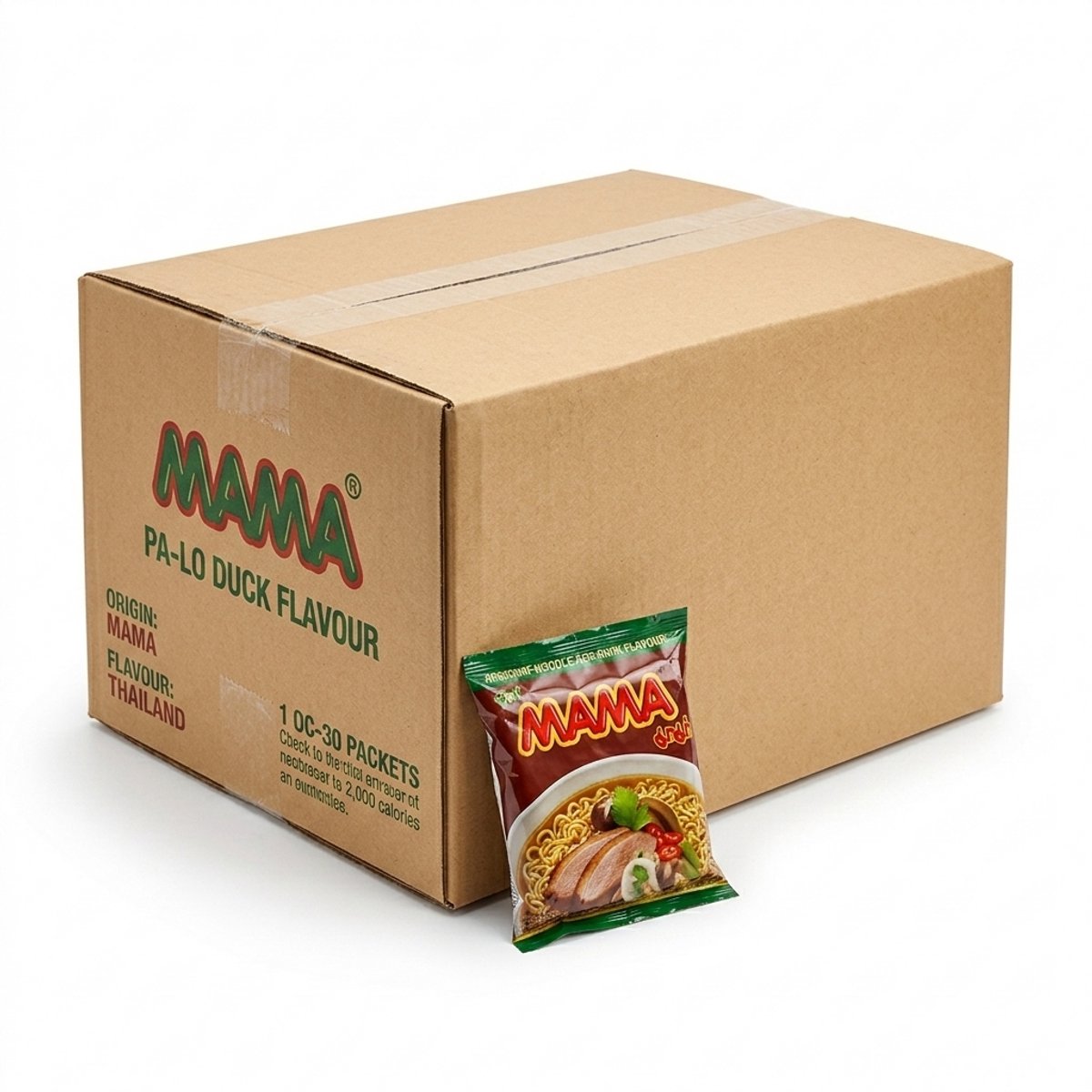 MAMA Instant Noedels Pa-Lo Duck Smaak - Authentieke Thaise Cup Noodles - Multipack Voordeelverpakking 30 x 55g - Snelle Maaltijd - Premium Kwaliteit Instant Ramen met Kruidige Eend en Vijf-Kruidenpoeder Met Kajal Sticker