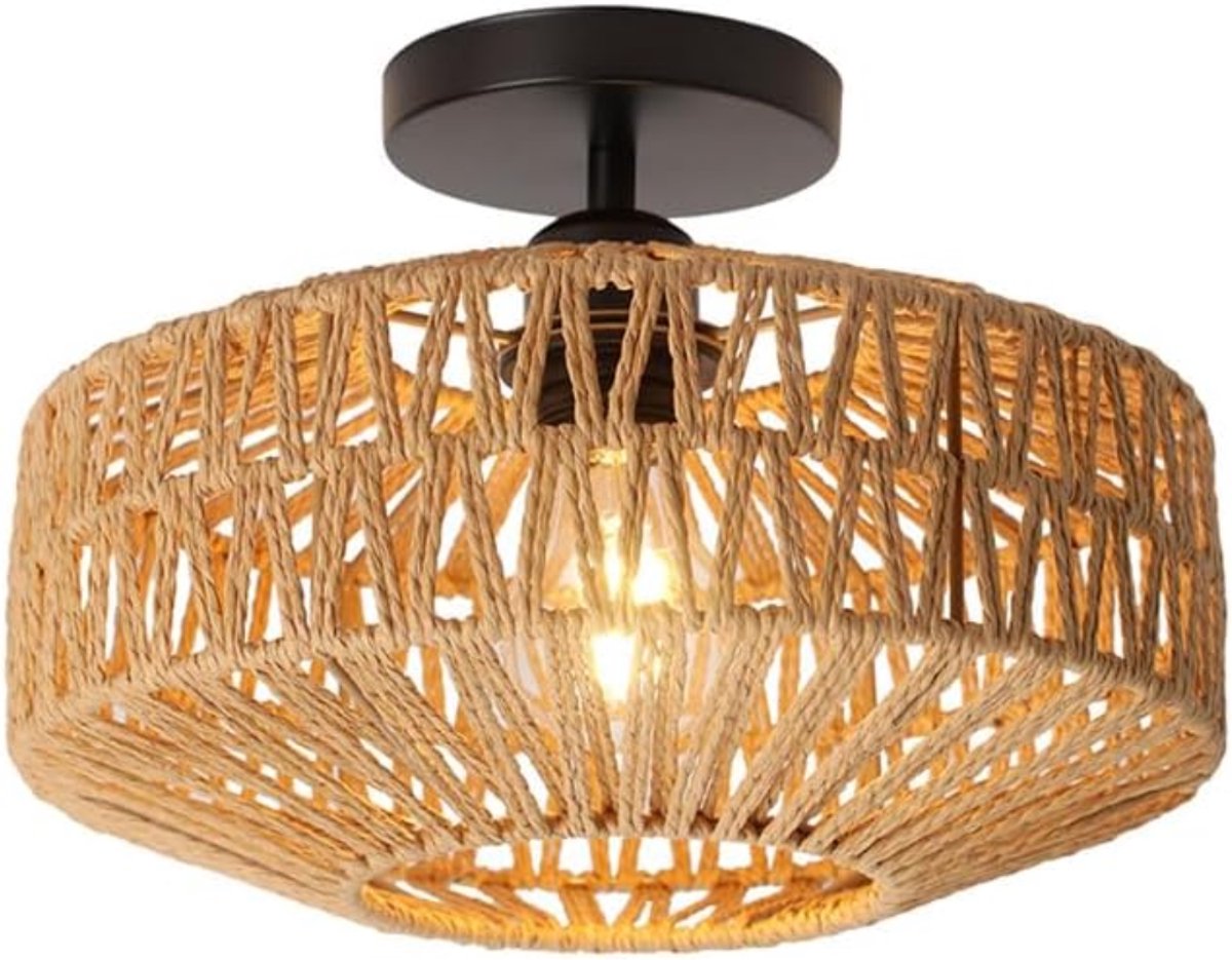 HEZIVO® Rotan Hanglamp - Plafondlamp Handgemaakt - Vintage