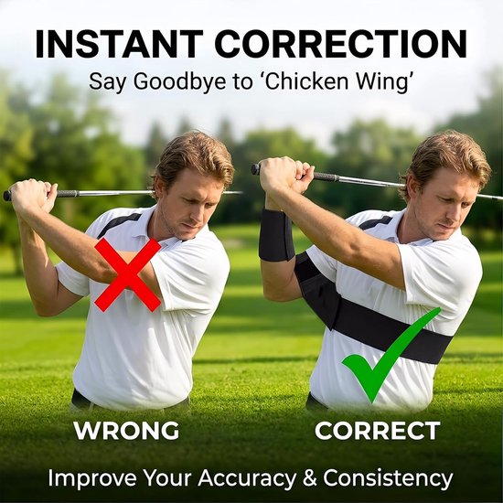 Golf Swing Trainer - Arm Band voor Perfecte Connectie - Houding Corrector - Verbetert Spiergeheugen & Ritme - Universeel - Zwart van Merkloos — afbeelding 4