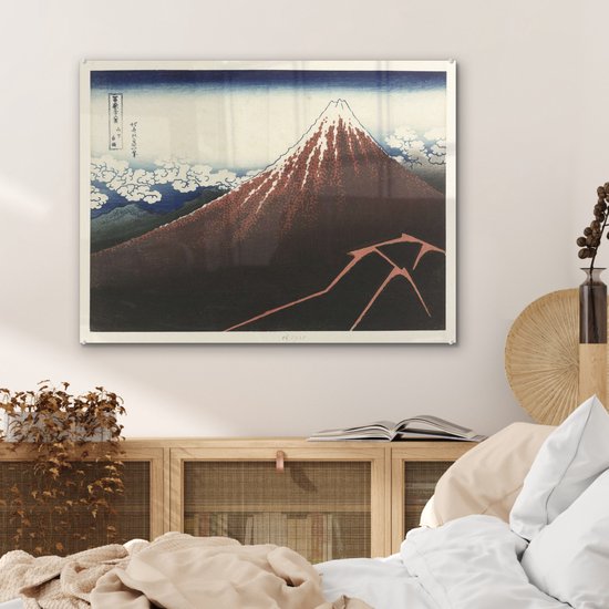 Orage au pied du mont Fuji - Peinture de Katsushika Hokusai Plexiglass 80x60 cm - Tirage photo sur Glas (décoration murale en plexiglas)