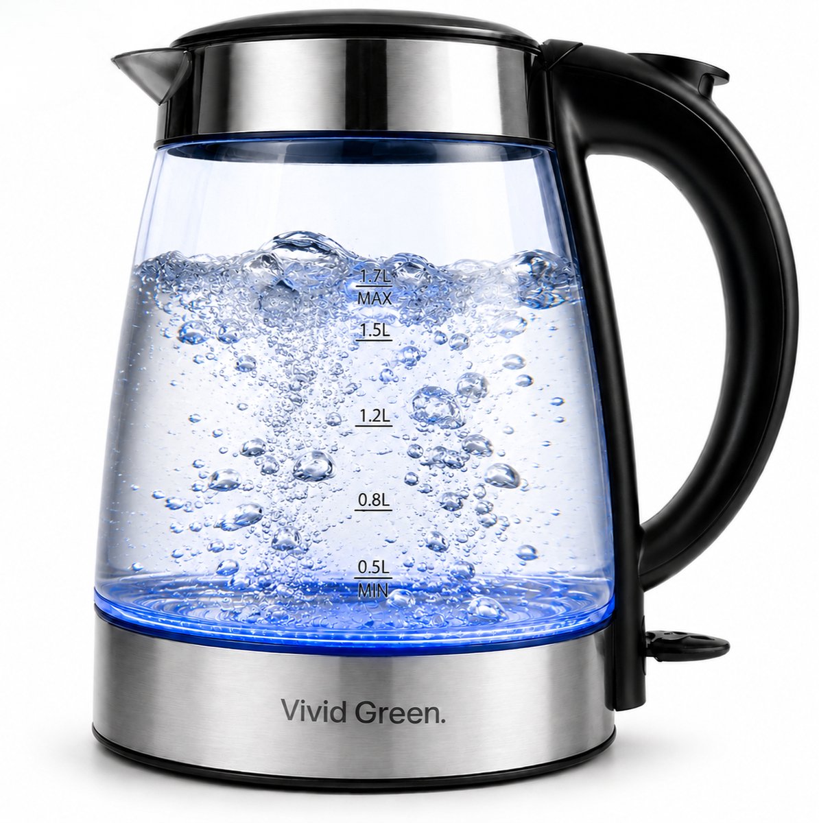 Vivid Green Glazen Waterkoker met LED