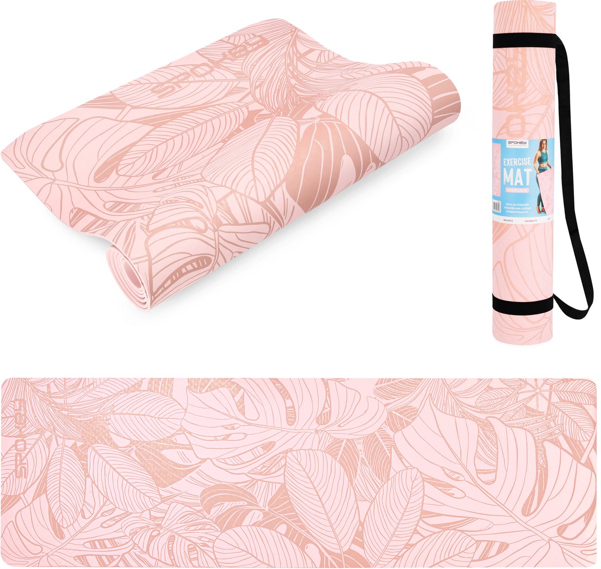 Spokey LEAF yogamat Thermoplastische elastomeer (TPE) Roze