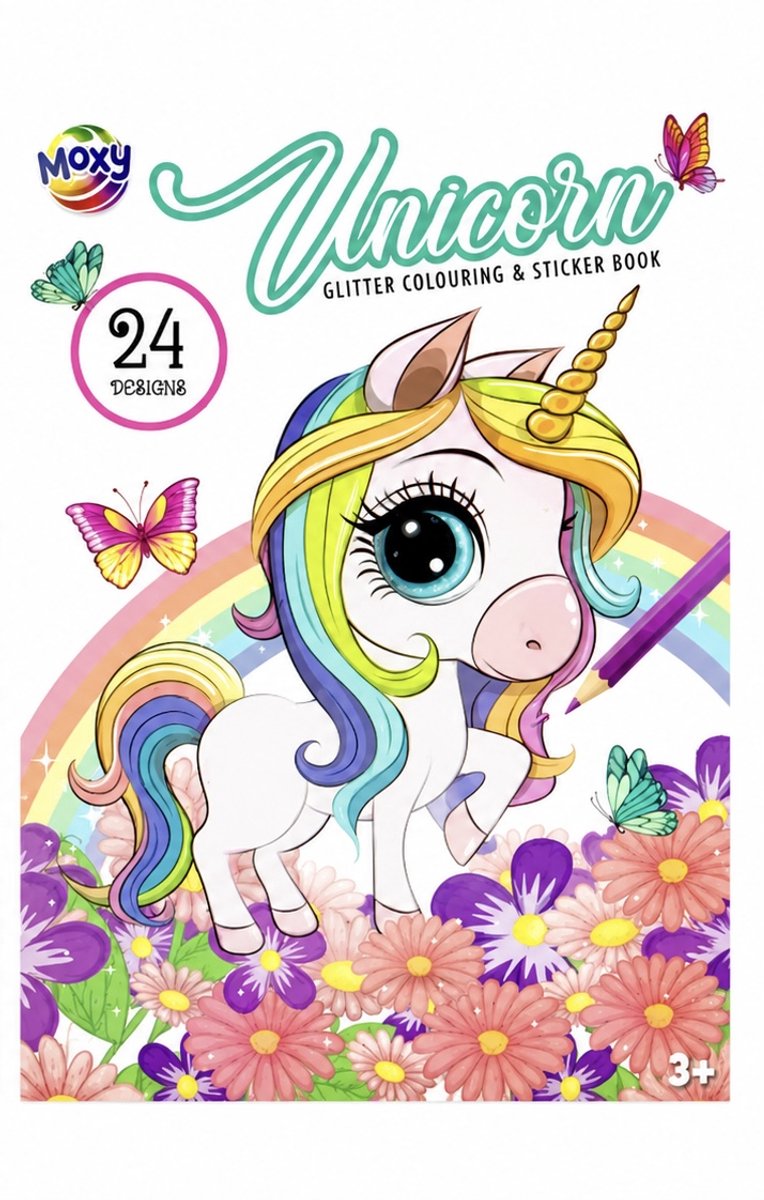 Kleurboek A4 Unicorn Eenhoorn 24x - Glitter