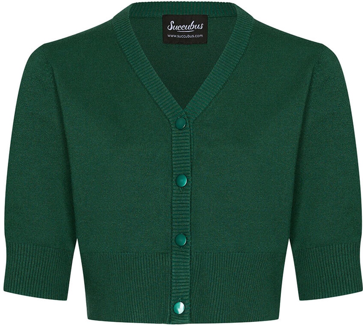 Succubus Clothing Maria Retro 50's Cardigan Donker Groen