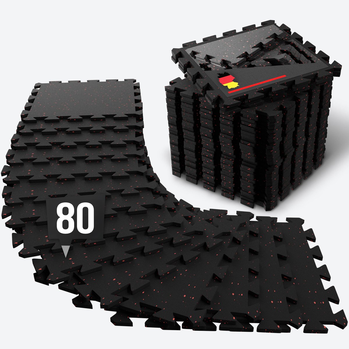NEOLYMP Fitnessmat – zware rubbermat van kwaliteit – puzzelset met 80 delen