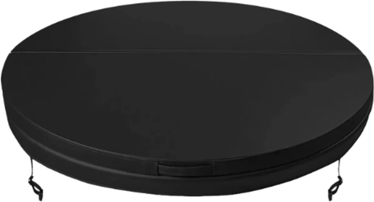 W'eau Ronde Spa Cover Ø 200 cm – Isolerend Jacuzzi Deksel – Zwart Skai Leer – UV-Bestendig – Energiebesparend – Voor Ronde Hottub