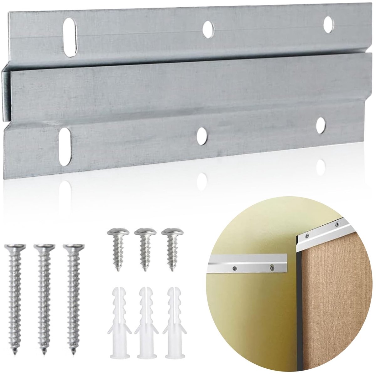 Dailygoods - Franse schoenplaatjeshanger - Z-bar muurmontagebeugel - Roestvrij staal - Zwaar belastbaar - Voor het ophangen van wandschilderijen - Ges