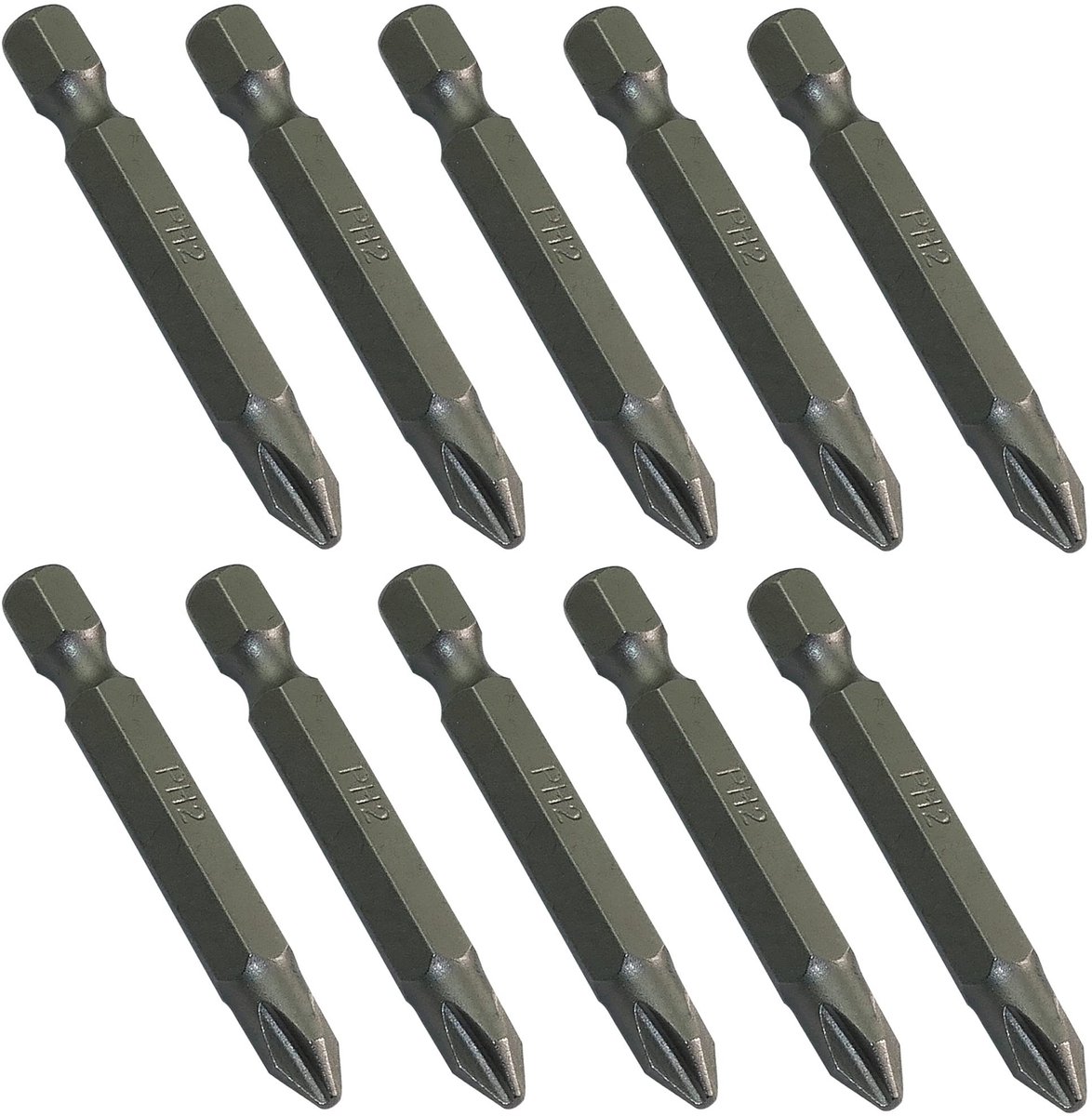 Dailygoods - Set van 10 lange schroevendraaier bits - PH2x50mm - Handgereedschap - S2 staal - Voor schroeven - Geschikt voor professionele klussen