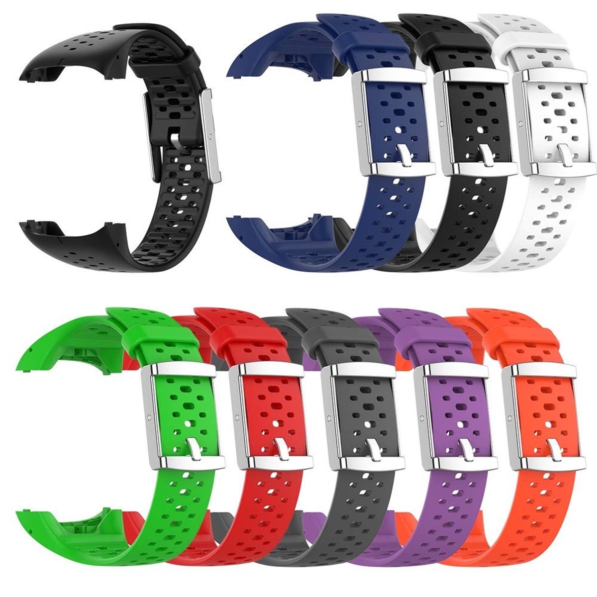 Dailygoods - Siliconen horlogeband - Vervangende band - Zacht en comfortabel - Sportpolsbandset - Fitnesstracker - Geschikt voor Polar M400/M430 - Mee