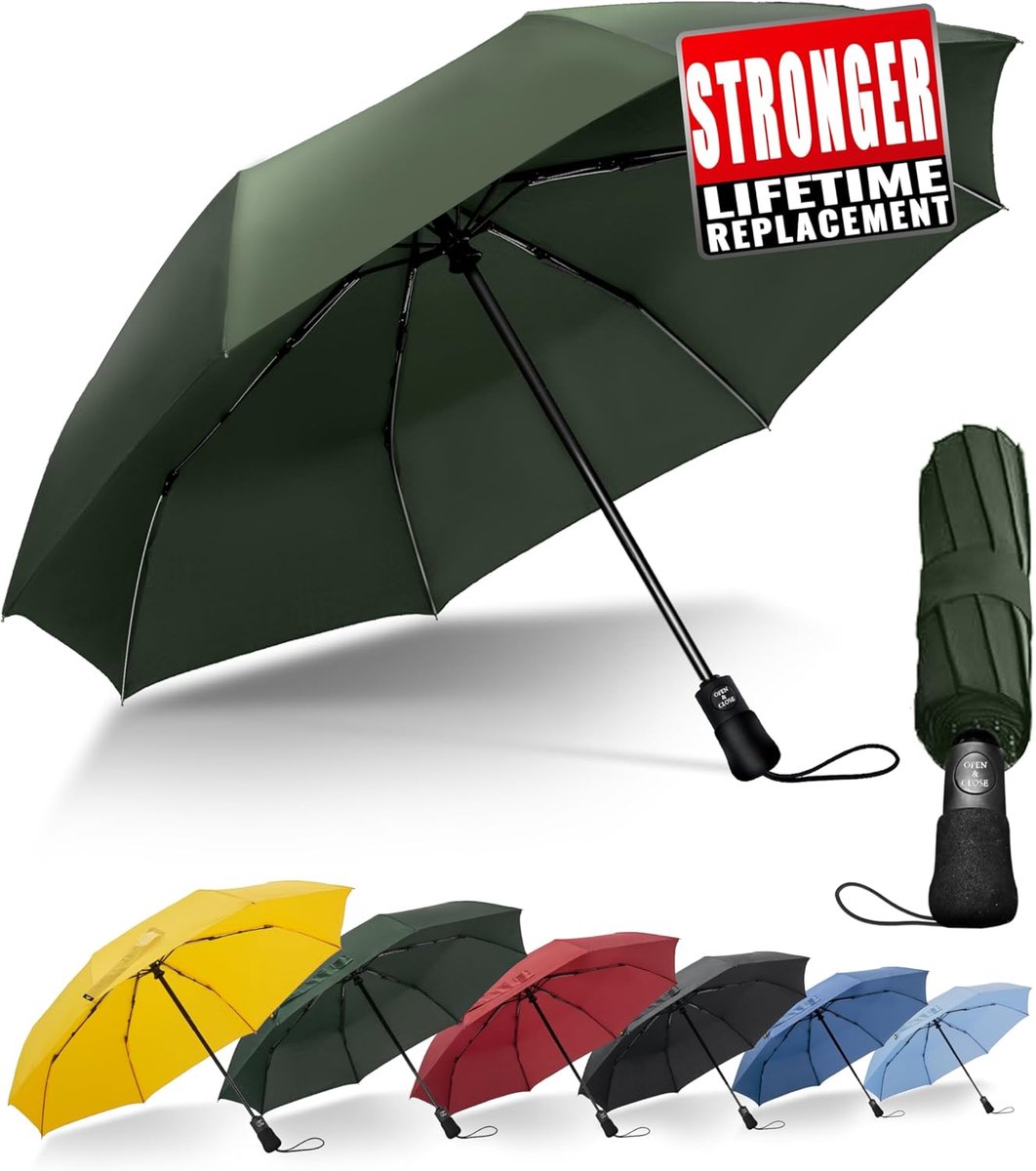 Automatisch Zakparaplu - 106 cm - 8 Ribs - Mini Paraplu - Reisparaplu Klein - Compacte Paraplu - Opvouwbaar - Windbestendig - Lichtgewicht - UV-Bescherming - Groen - van Imperatoris