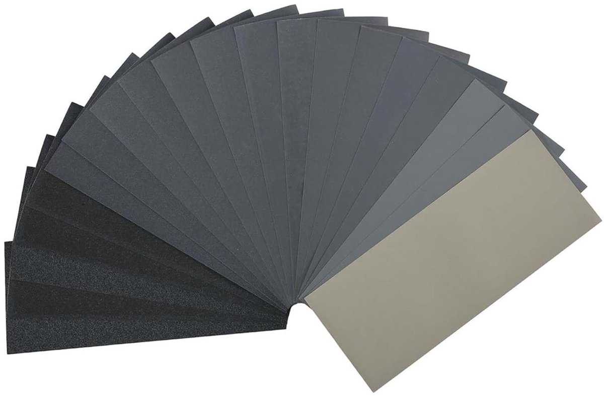 Sandpapier Set - 20 Stuks, Vochtig en Droog, Diverse Korrelgroottes 120-5000, 9x3.6 inch voor Auto en Houtbewerking