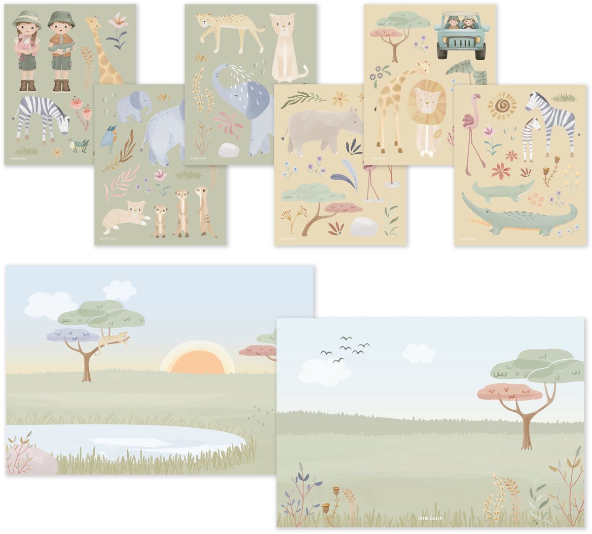 Little Dutch stickerboekje Safari - 70+ stickers met speelachtergrond - creatief speelgoed vanaf 3 jaar