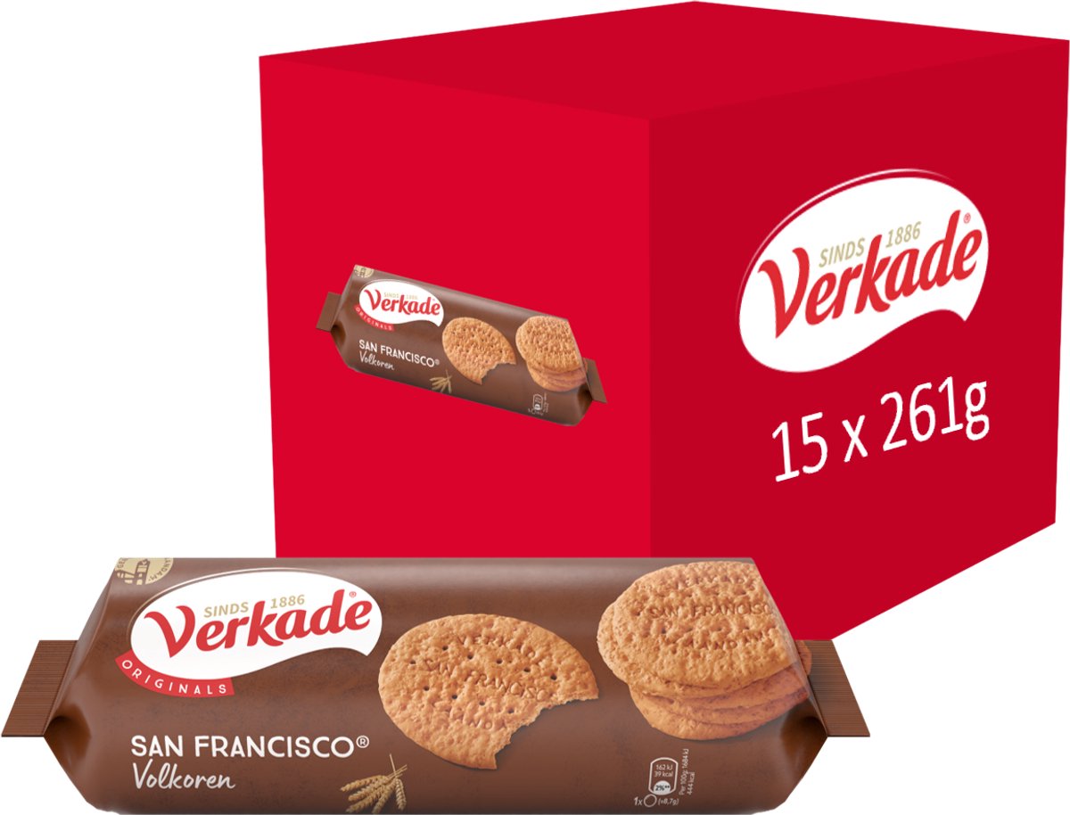Verkade - Koek - San Francisco Volkoren biscuits - 15 x 261 gram