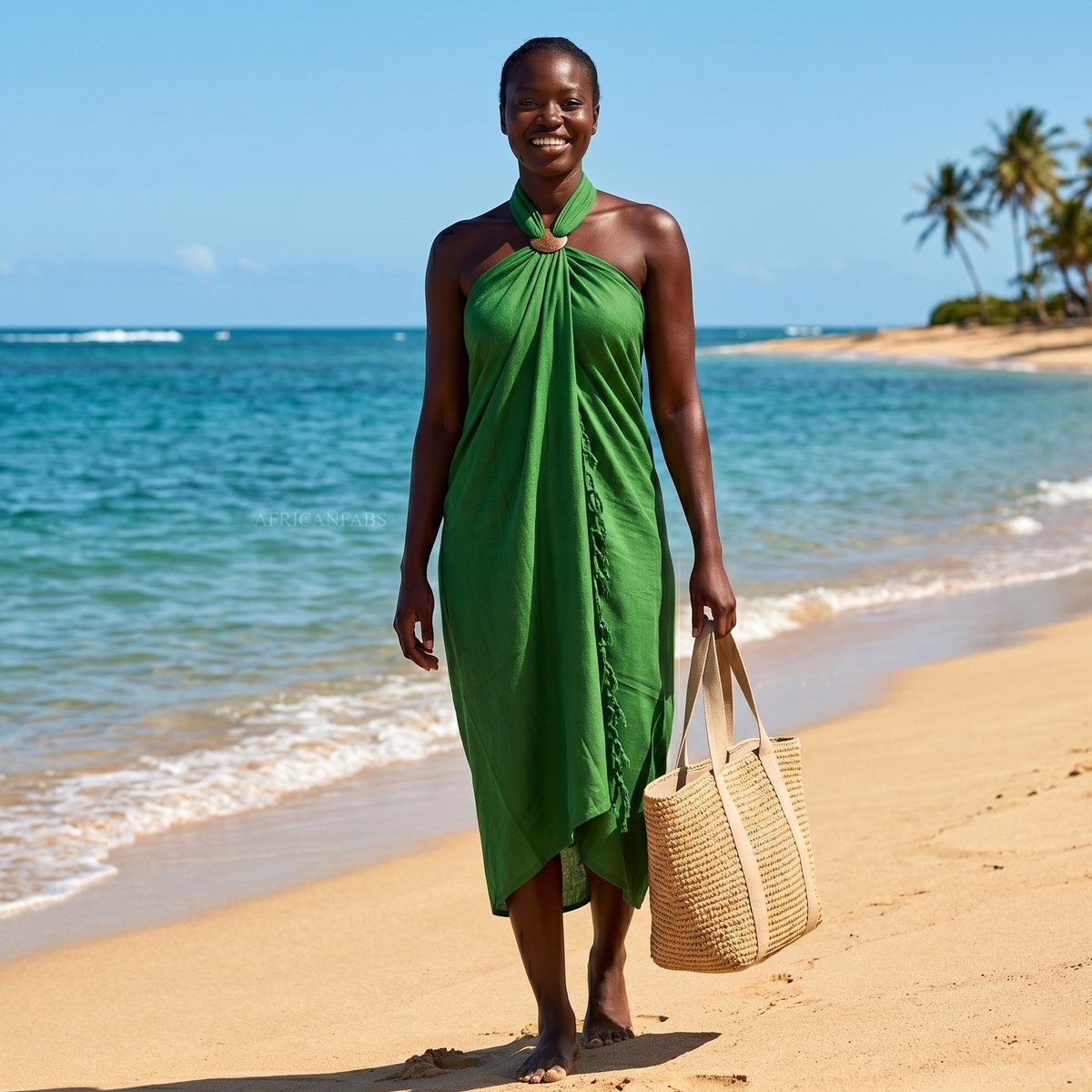 Sarong / pareo - Strandkleding wikkelrok / strandjurk - Groen