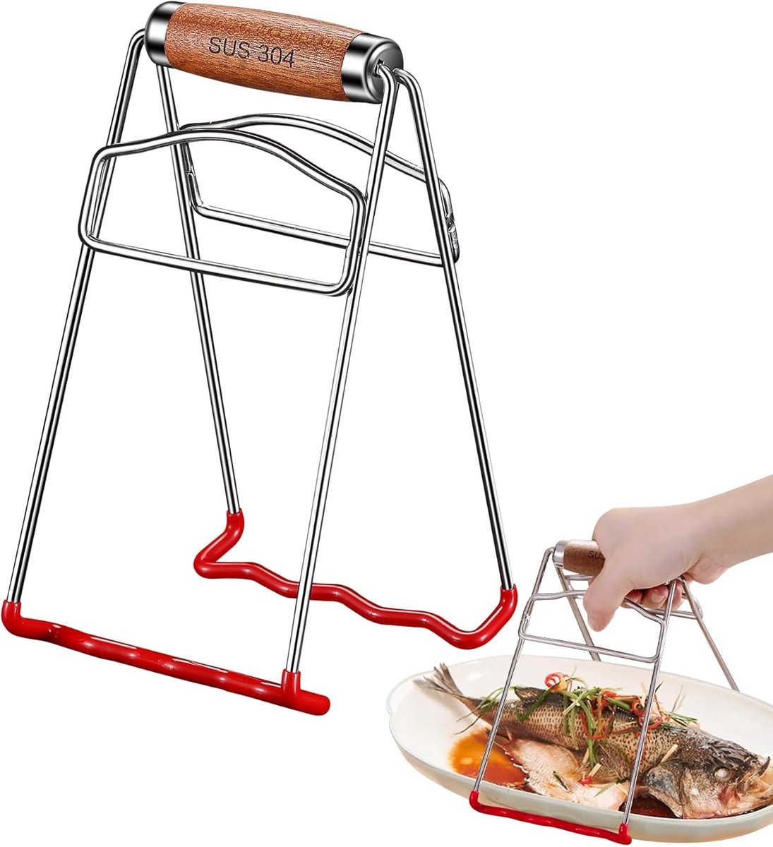 Plate Gripper - Hot Plate Grabber Tool - Anti-Scald Veiligheid - Eénhandig Gebruik - Roestvrij Staal 20cm - 2 Stuk - Voor Airfryer En Pannen