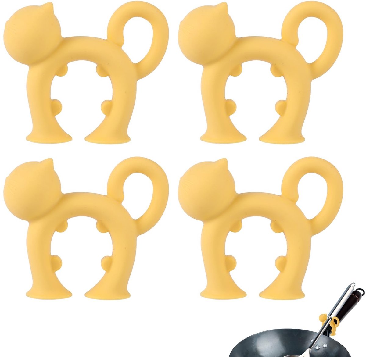 Dailygoods - Silicone Spatula Holder - Katvorm - Schattig en functioneel - Geel - Keuken Gadget - Potsteun - Kookaccessoire voor elke keuken