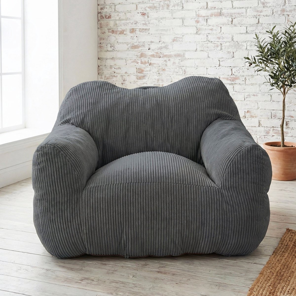 HomeMiYN Square Bean Bag Sofa – Grijs – Zachte Techstof – 180 kg Capaciteit – Gezellig & Stijlvol – Perfect voor Woonkamer, Slaapkamer & Thuiswerkplek