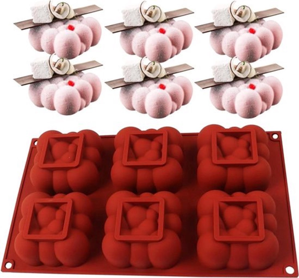 Wolkvormige siliconen bakvorm voor mousse cake - Rood