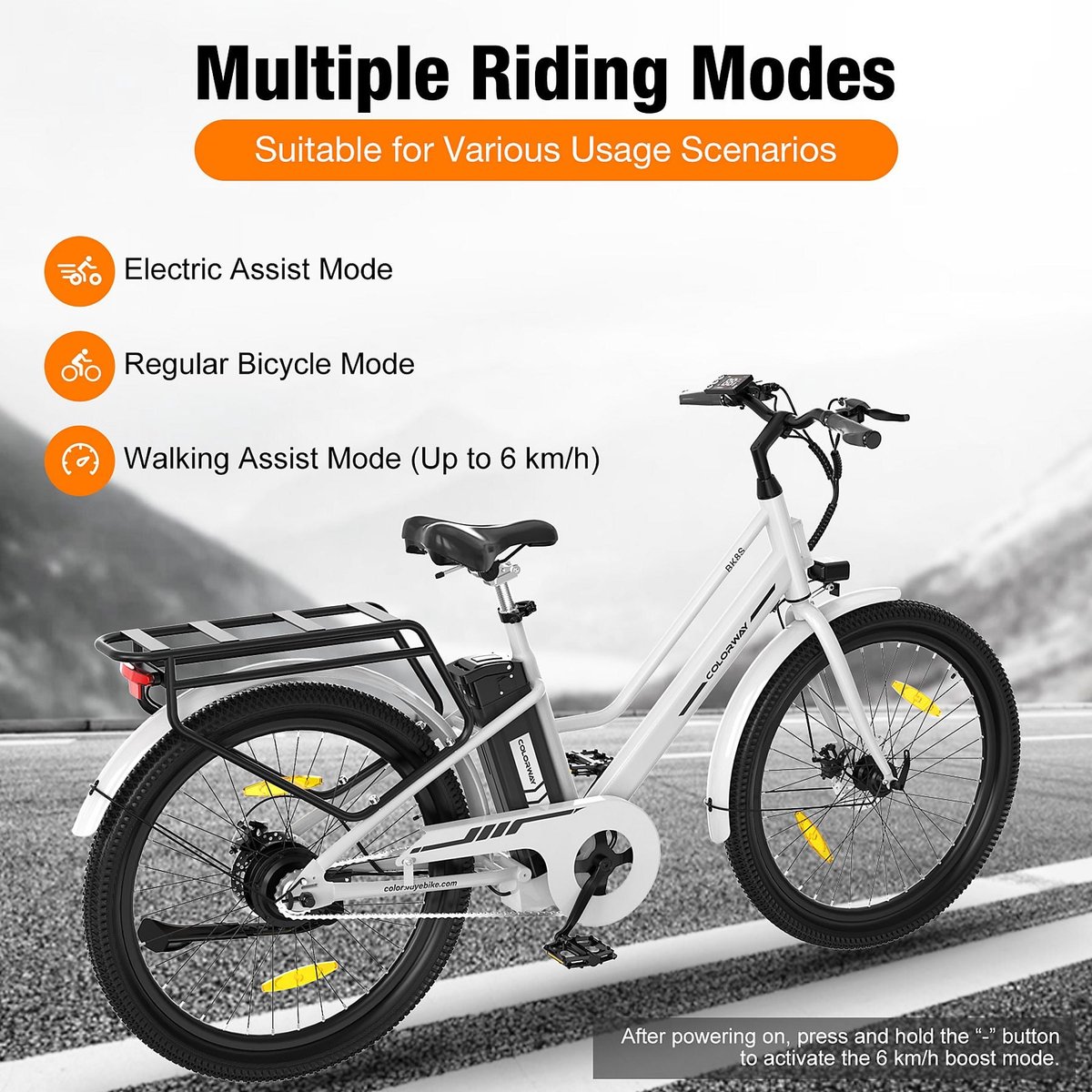Elektrische Fiets Colorway BK8SL - Trendy 27.5 Inch City Commuter EBike met Afneembare 36V 12Ah Lithium Batterij - Mountain E-Bike met 250W Motor - Damesfiets - IP54 Waterdicht – foto 5