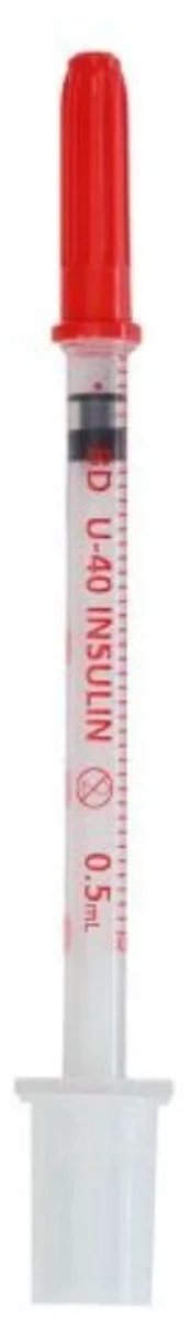 BD Micro-Fine Insulinespuit 0,5 ml U-40 - 30G (0,30 x 8 mm) Naald - Veterinaire Spuitjes voor Honden & Katten - Zakje van 10 stuks