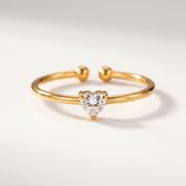 Lundholm Zoe April Geboortesteen Ringen Dames Goudkleurig - Verstelbare Birthstone Ring met Natuursteen - Premium Stainless Steel Jewellery PVD Goud Verguld - Hypoallergene Sieraden - Vrouwen Cadeautjes - Kerst Cadeau Vriendin - my Lundholm