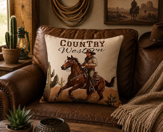 Western cowboy kussenhoes – Country & Wild West stijl – 40x40 cm
