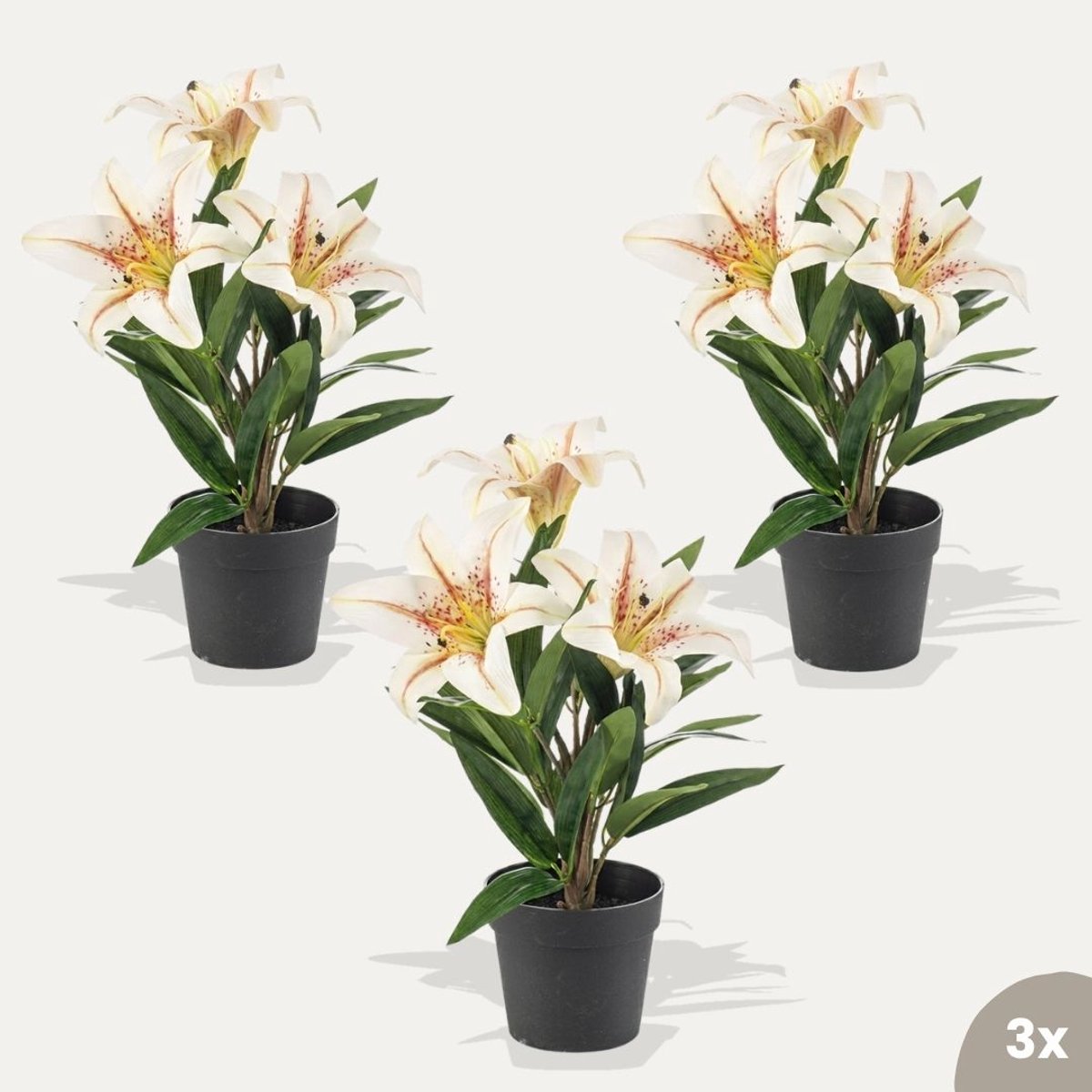 Lelie crème 3 stuks - Kunstplanten - Bundelset