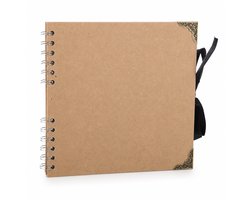 Consumerce® Fotoalbum Bruin – 50 Pagina’s – 21 x 21cm – Fotoboek – Foto Album – Insteekalbum – Plakalbum Baby – Fotoalbums – Plakboek – Plak Boek Albums – Scrapbook - Scrapbooken