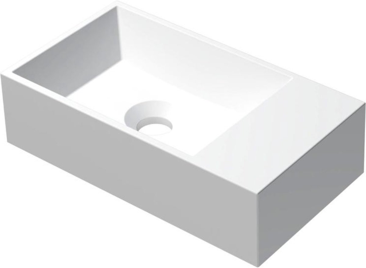 INK - Fontein Polystone Vierkant Zonder Kraangat Rechts - 400x220x100 mm - Mat Wit