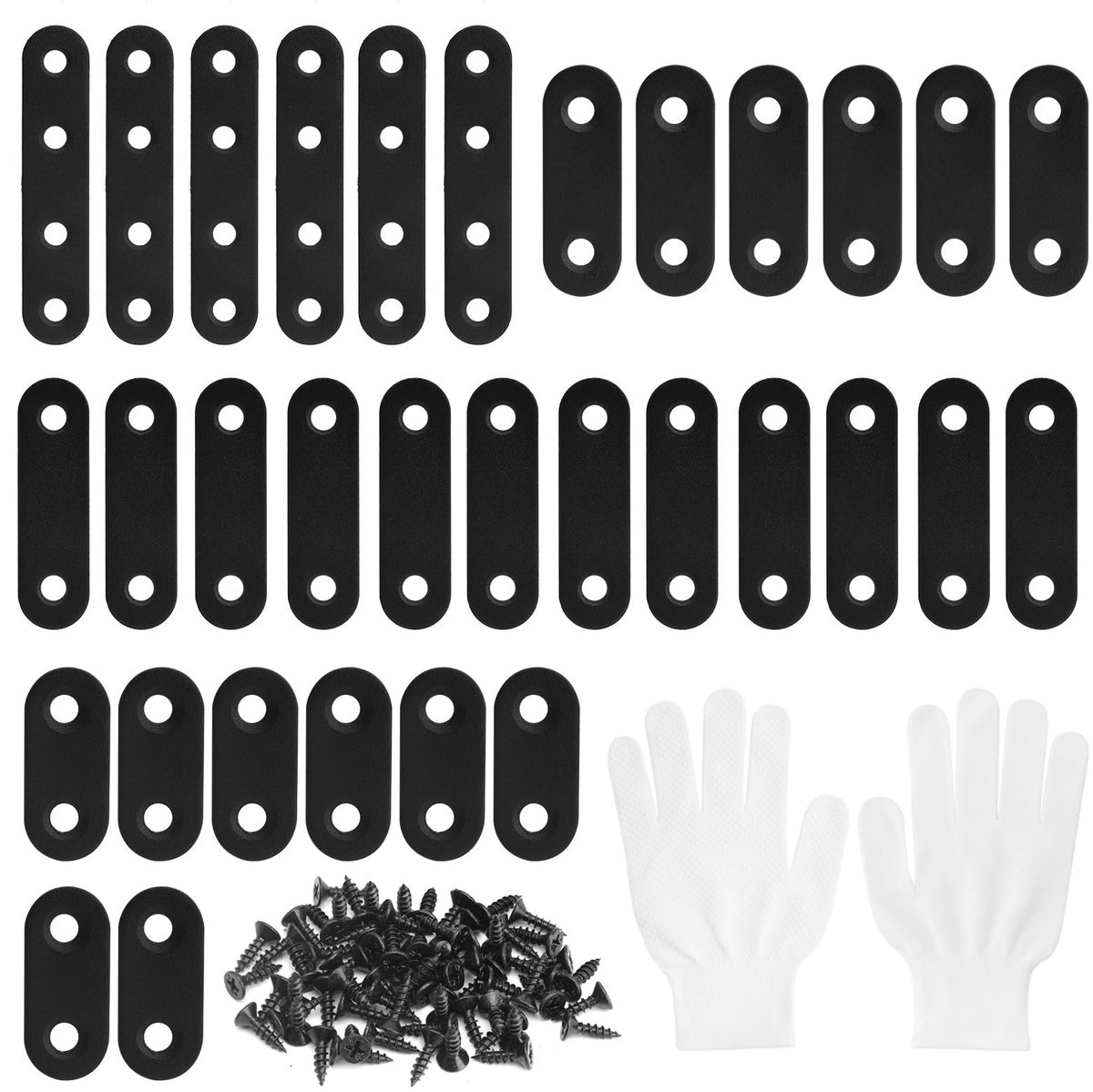 Dailygoods - Flat Connectors - Stalen Hoekverbinders - Versterk meubels - Set van 32 - Meubelreparatie - Diverse maten - Voor DIY projecten