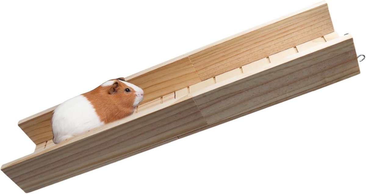 Dailygoods - Cavia Klimhelling - Houten Huisdieren Brug Speelgoed - 60 x 12,5 x 7 cm - Geschikt voor Kleine Dieren - Houtskleur - Hamster Ladder Speel