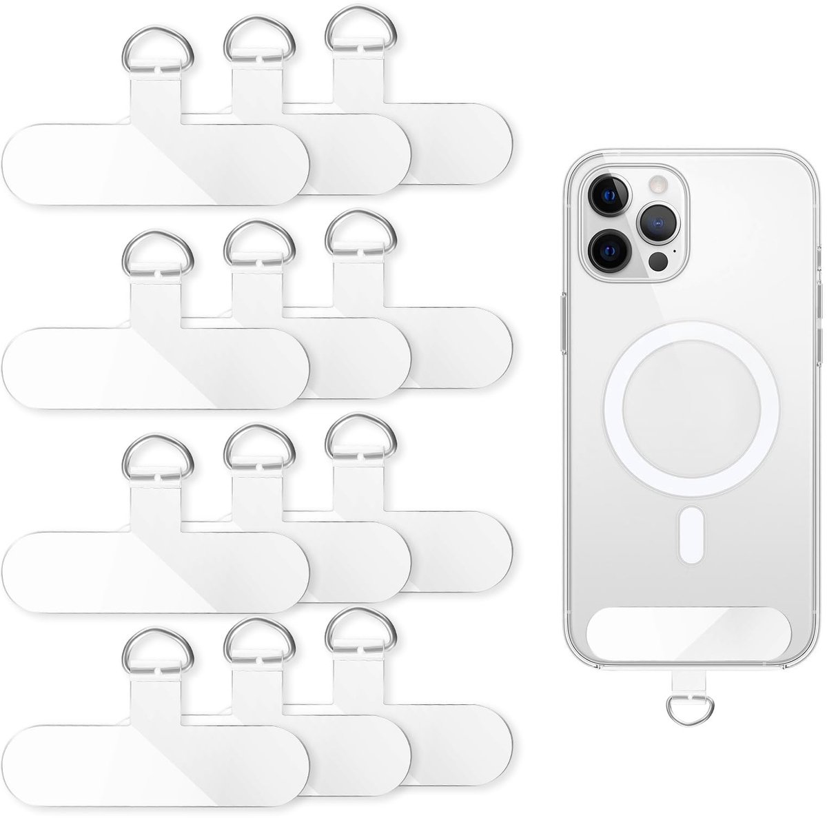 By shayne - Universele Telefoonketting - Telefoonkoord voor Smartphone - Transparant PVC - Telefoonpatch - Bescherming voor jouw telefoon - 12 stuks