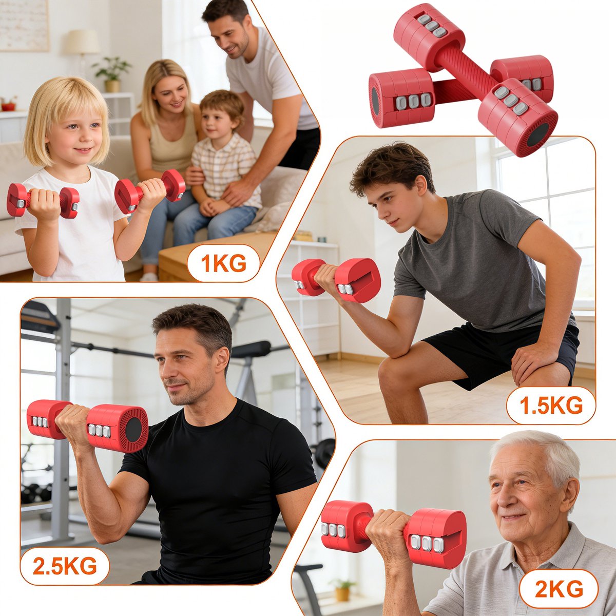 MettleMatic Verstelbare Halters Set - 5kg (2x2.5kg) - Gietijzeren Halters - Handgewichtenset voor Krachttraining - Fitness - Antislip thumbnail 3