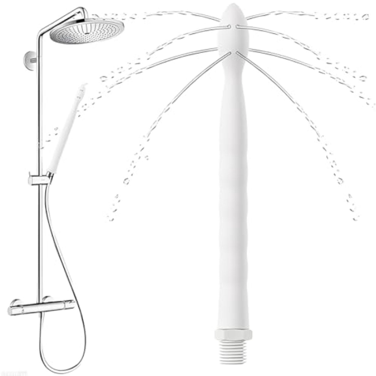 PromoHome Vaginale en anale irrigator – siliconen douche-irrigator – 8 gaten – 24 cm – voor colonreiniging – wit