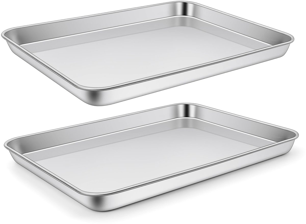Zeynomax - Backplaat - Roestvrijstalen Ovenblad - Duurzaam en Vaatwasserbestendig - Groot Formaat - Taartplaat Set - Perfect voor Bakken en Braden