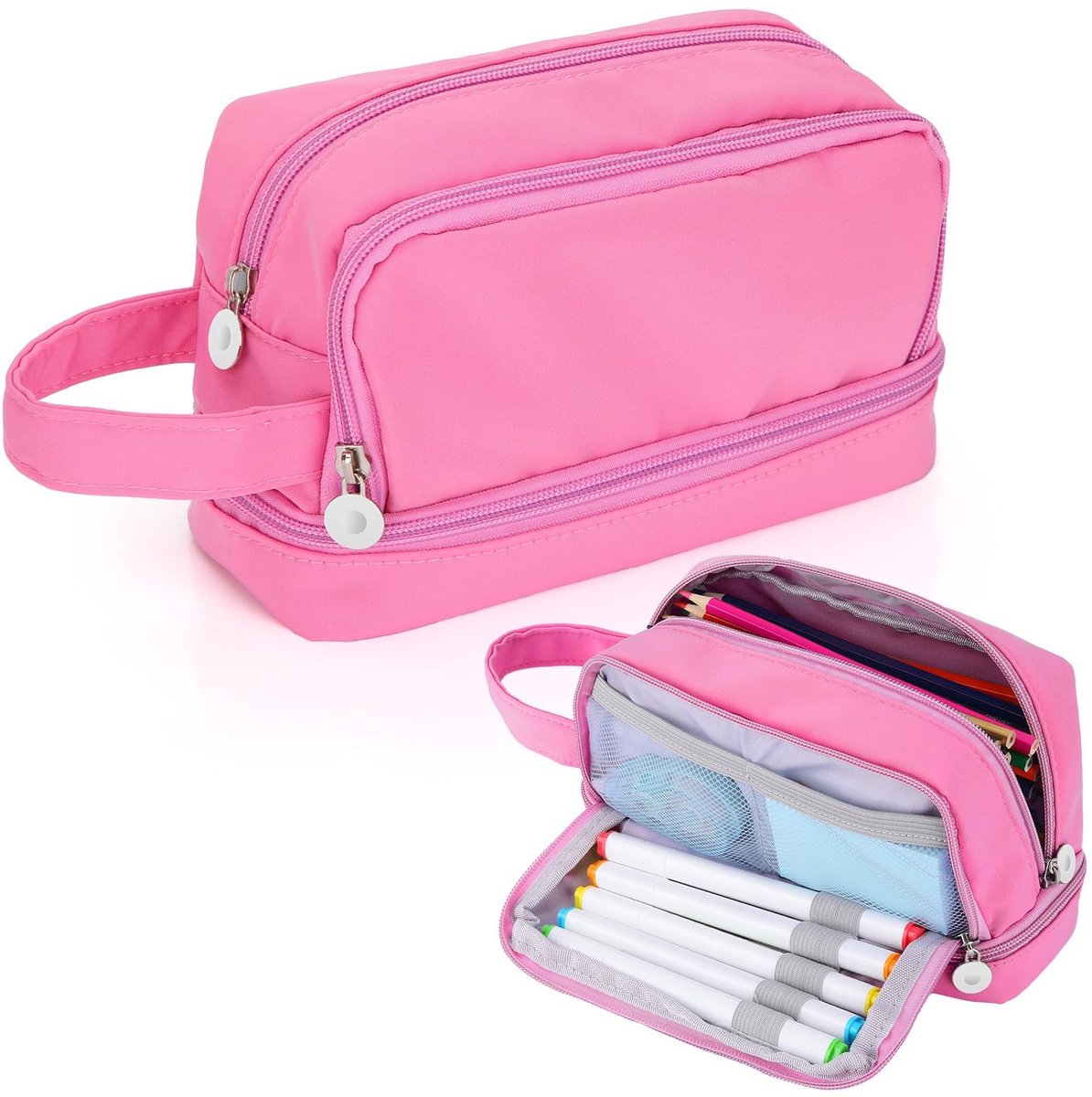 By shayne - Etui met Grote Capaciteit - Pennenzak voor Jongens en Meisjes - Duurzaam Canvas - Draagbare Organizer - Perfect voor School en Kantoor
