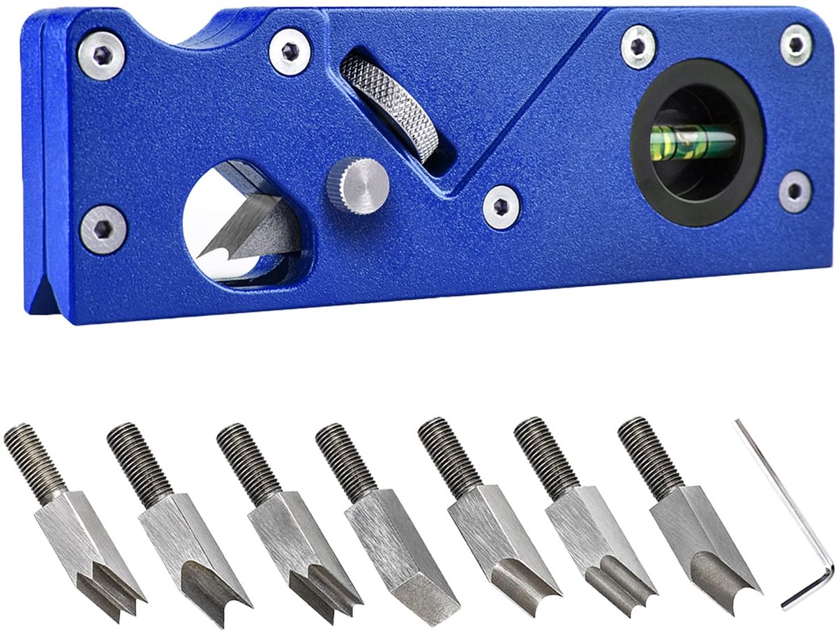 Jhubersproducts - Houtbewerkingshoekblokplaner - Chamfer Planer - Hoogwaardige snijbladen - Blauw - Snelle randafwerking - Geschikt voor diverse houts