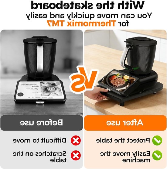 Houten Glijmat met 360° Wielen voor Keukenmachines, Geschikt voor Thermomix TM7, Antislip en Duurzaam van houten — afbeelding 3
