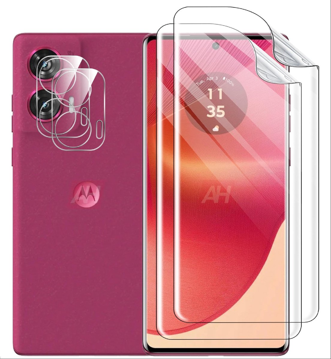 Jhubersproducts - Camera bescherming - 3D-glasbeschermfolie - Volledige bescherming - Compatibel met Motorola Edge 50 Ultra - Zeer transparant - 3 stu