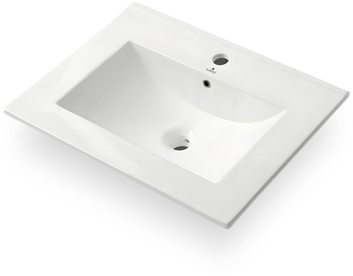 Inbouw Wastafel NORDIS 61 cm / Keramische Waskom / Glans Wit