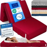 ELONEO Opvouwbaar Matras - 3-Delig Vouwmatras, Extra Dik 15 cm Schuim, Wasbaar en Draagbaar Logeermatras voor Volwassenen, Eenpersoonsbed (Rood, 75 x 195 x 15 cm)