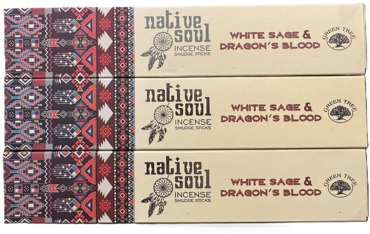 Native Soul - white sage en dragons blood - wierook - witte salie en drakenbloed - 3 stuks